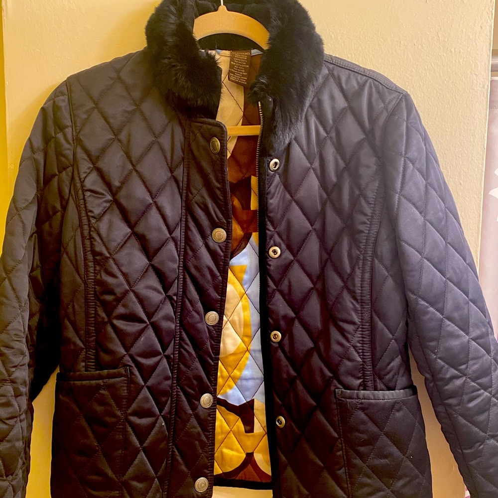 Coach Fur-Collar Quilted Short Jacket
